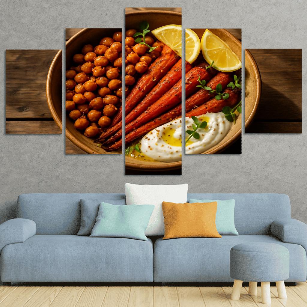 Smoky Harissa Roasted Carrot And Chickpea Bowl decor