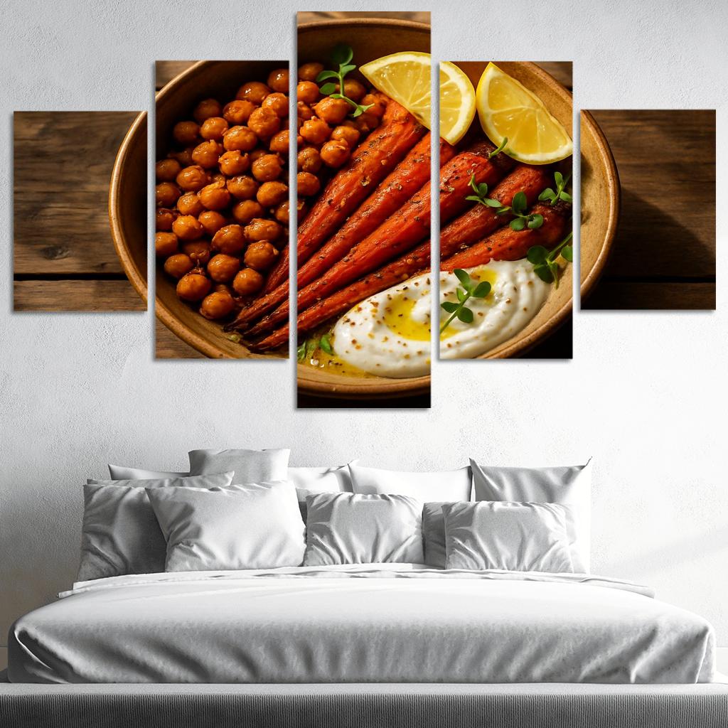 Smoky Harissa Roasted Carrot And Chickpea Bowl decor