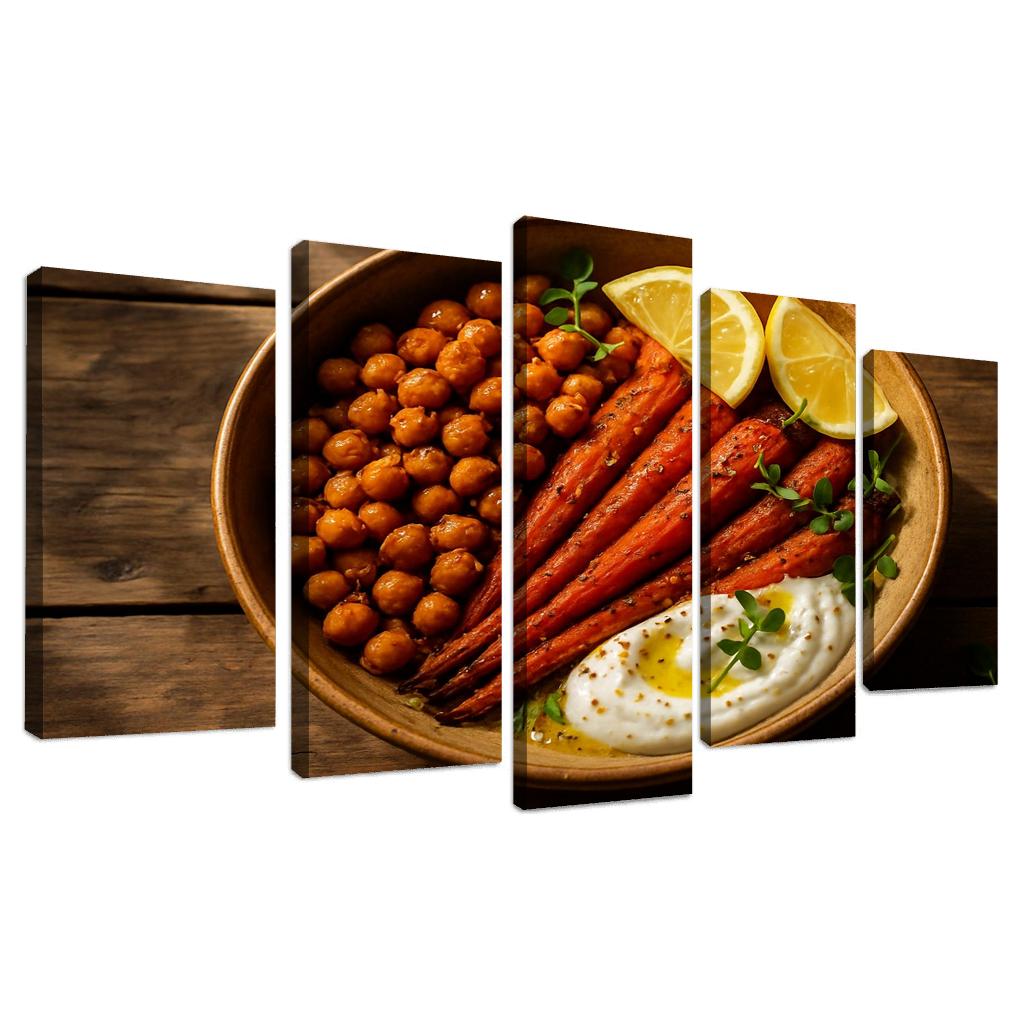 Smoky Harissa Roasted Carrot And Chickpea Bowl decor