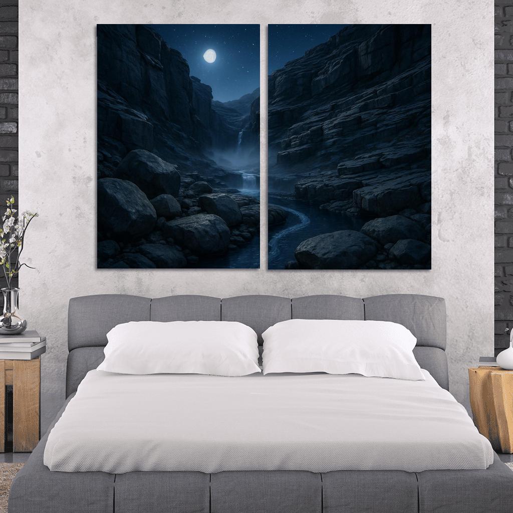Moonlit Granite Ravine oil paintings frame