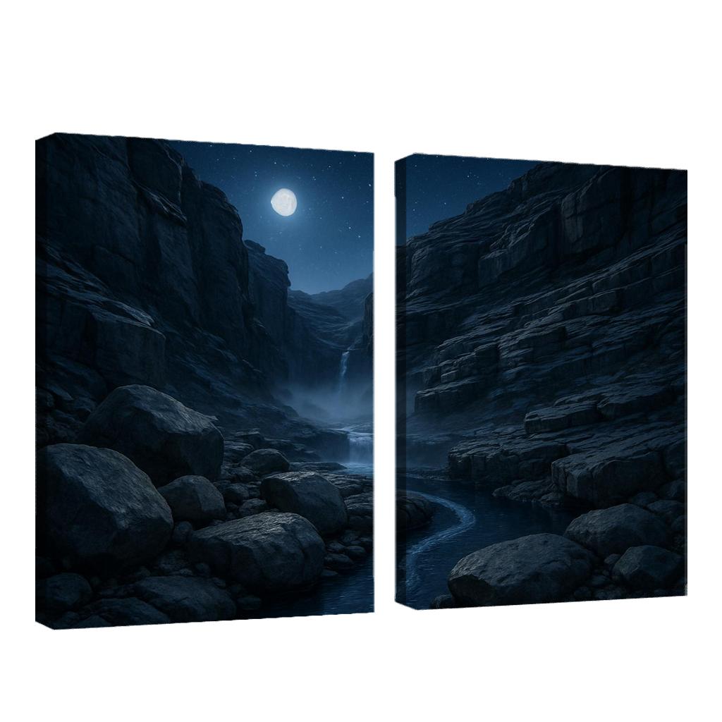 Moonlit Granite Ravine oil paintings frame