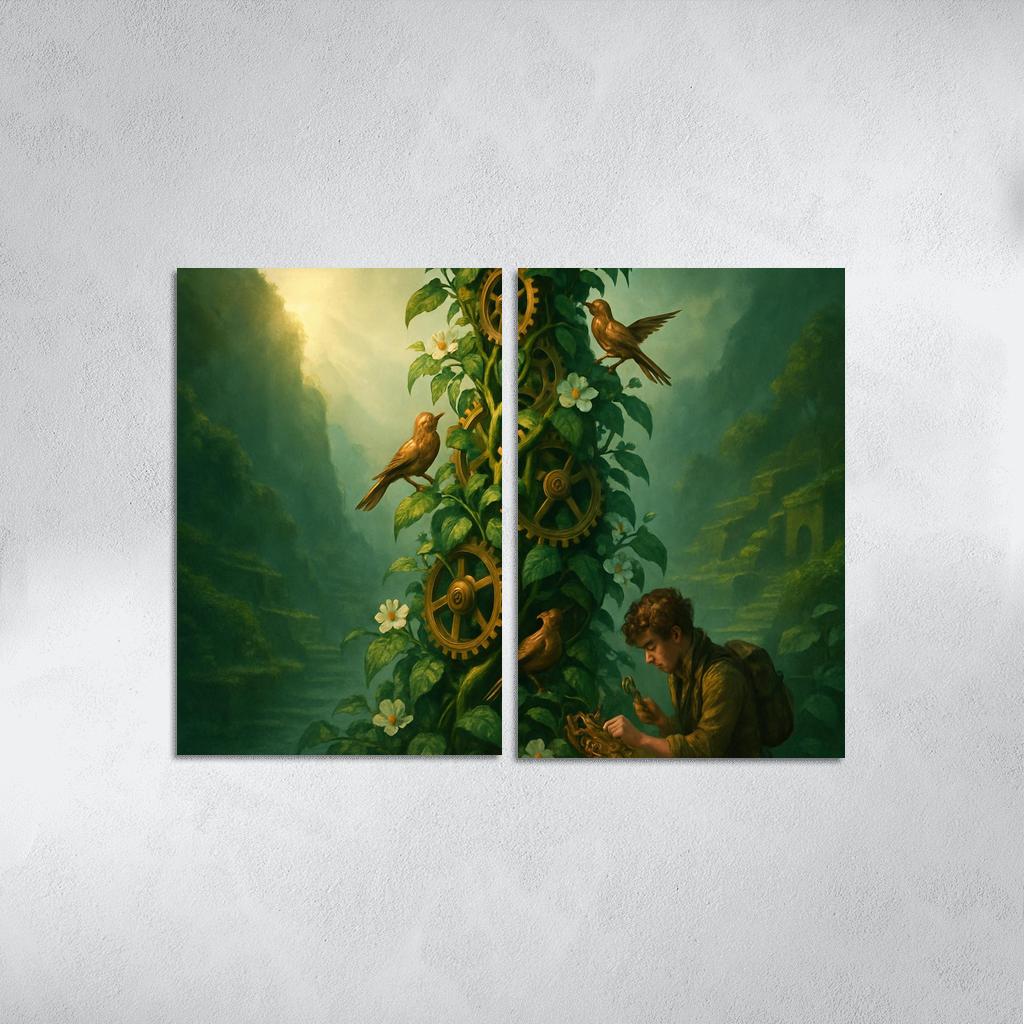 The Verdant Clockwork Spire canvas paintings frame