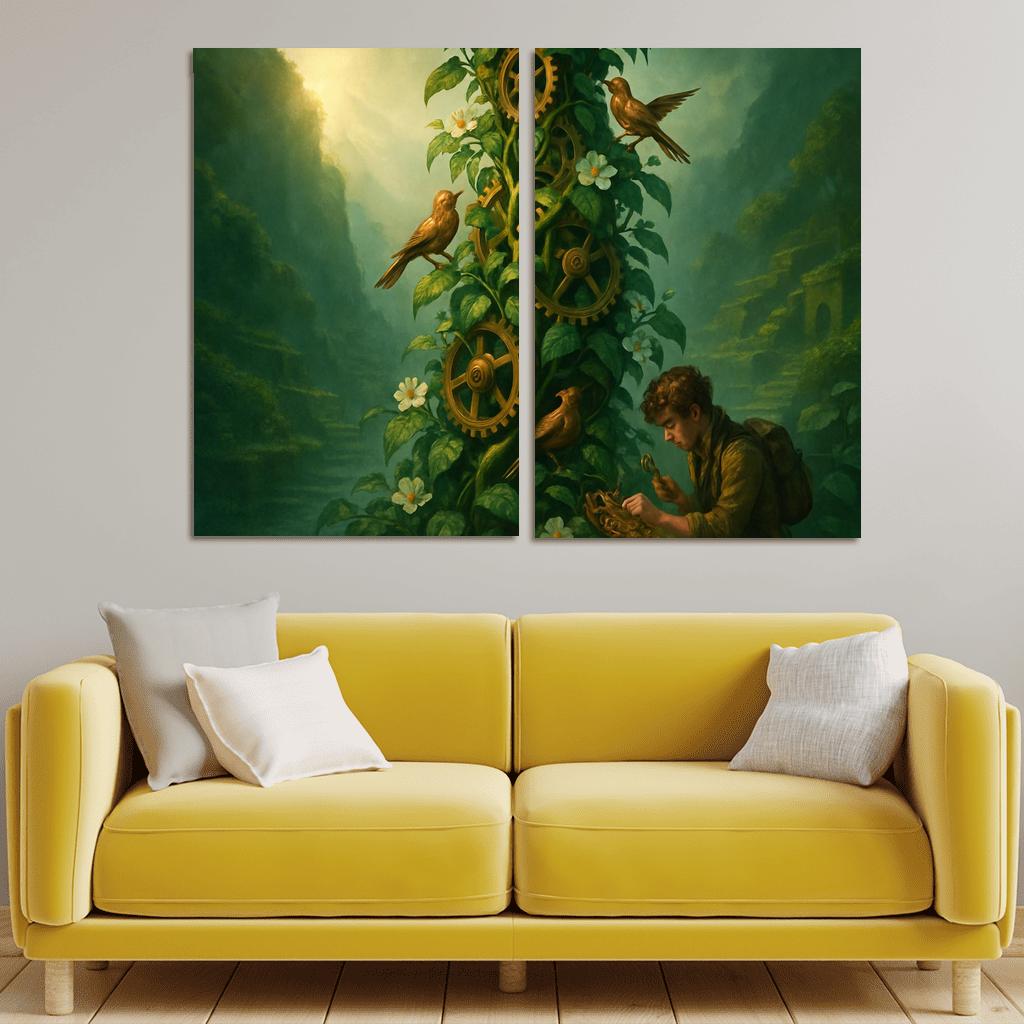The Verdant Clockwork Spire canvas paintings frame