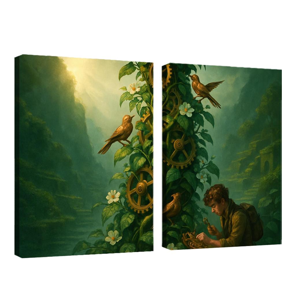 The Verdant Clockwork Spire canvas paintings frame
