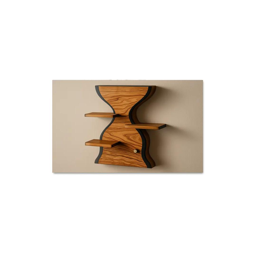 Laminated Olive Wood Hourglass Shelf premium artwork frames
