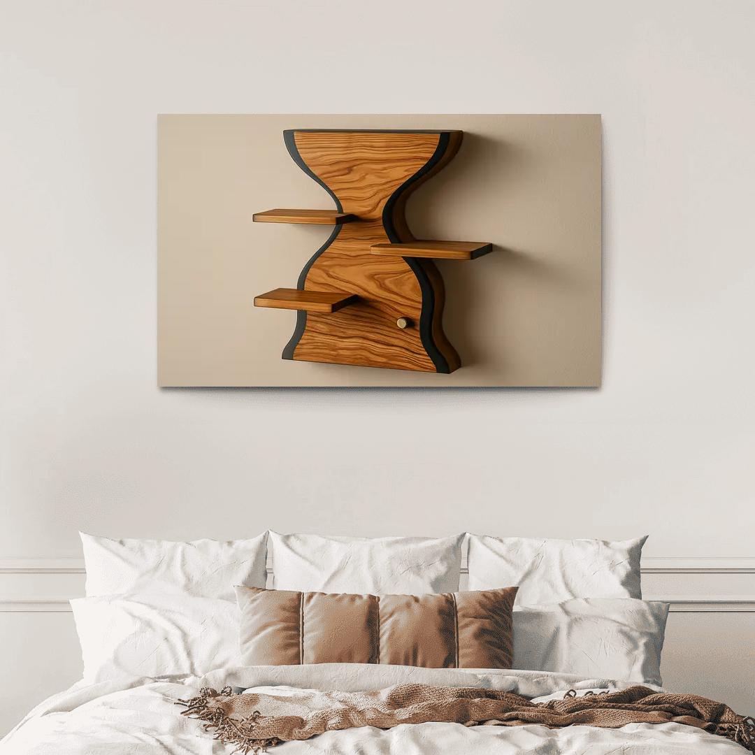 Laminated Olive Wood Hourglass Shelf premium artwork frames