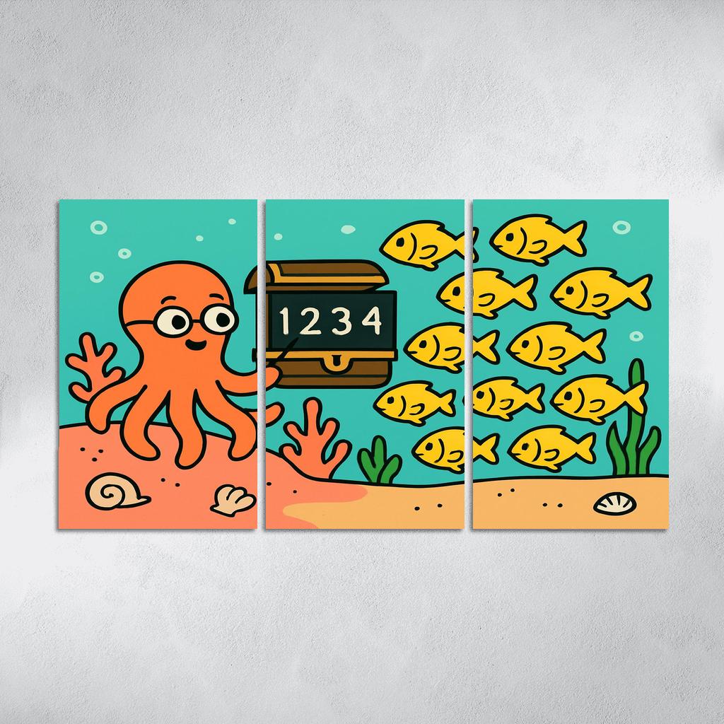 Coral Classroom With Counting Fish wall decor