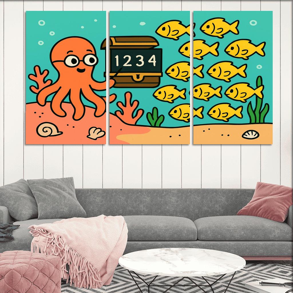 Coral Classroom With Counting Fish wall decor