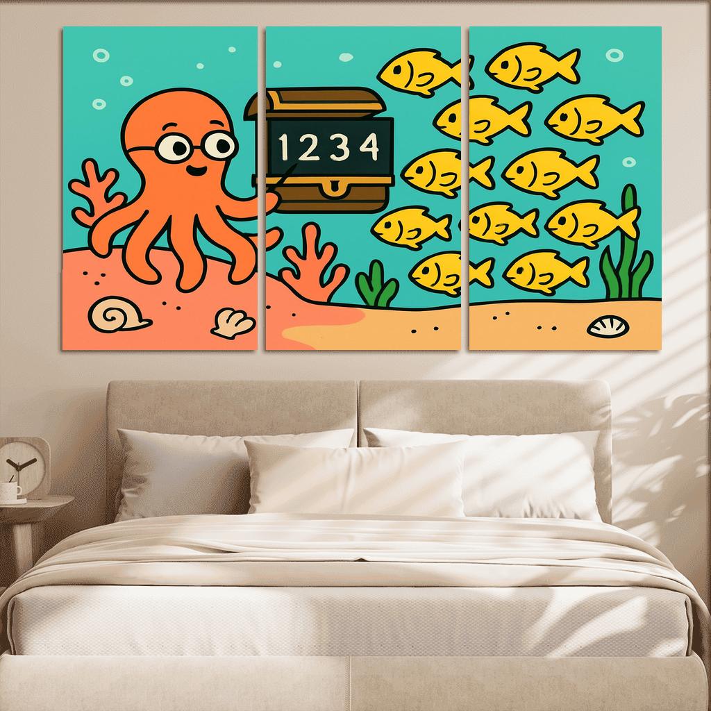 Coral Classroom With Counting Fish wall decor
