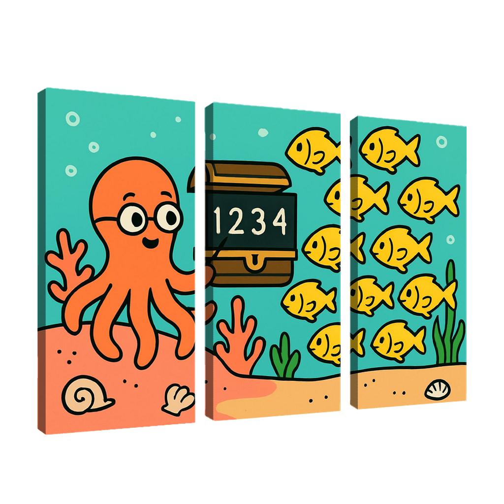 Coral Classroom With Counting Fish wall decor