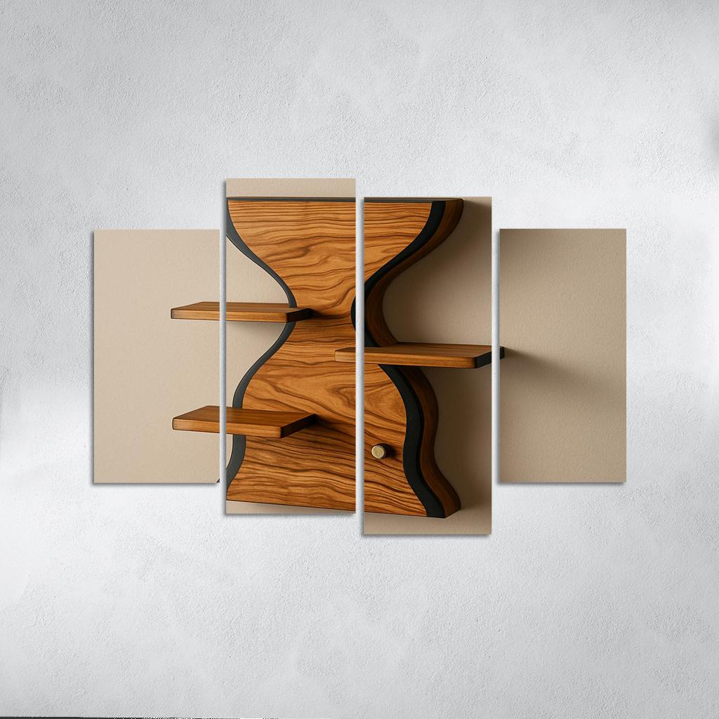 Laminated Olive Wood Hourglass Shelf premium artwork frames