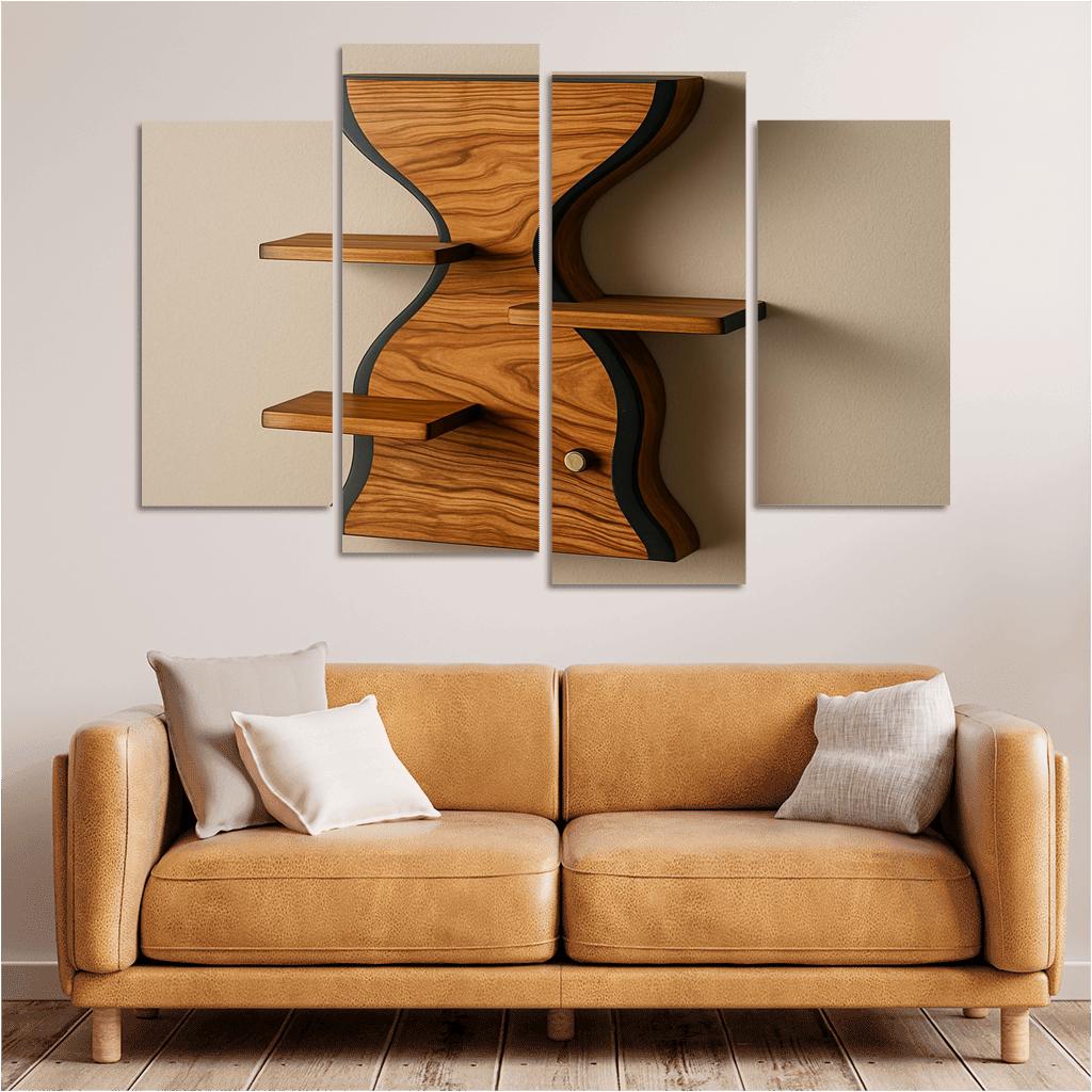 Laminated Olive Wood Hourglass Shelf premium artwork frames