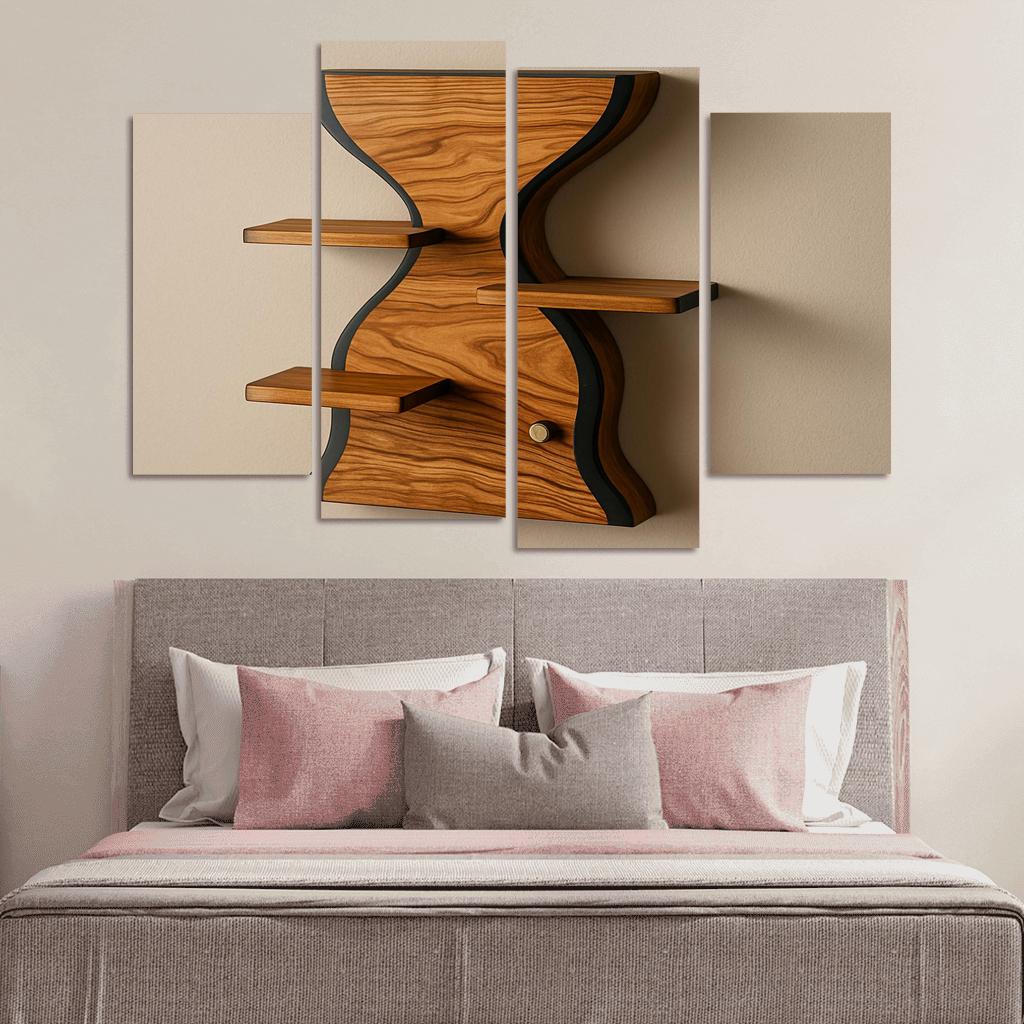 Laminated Olive Wood Hourglass Shelf premium artwork frames