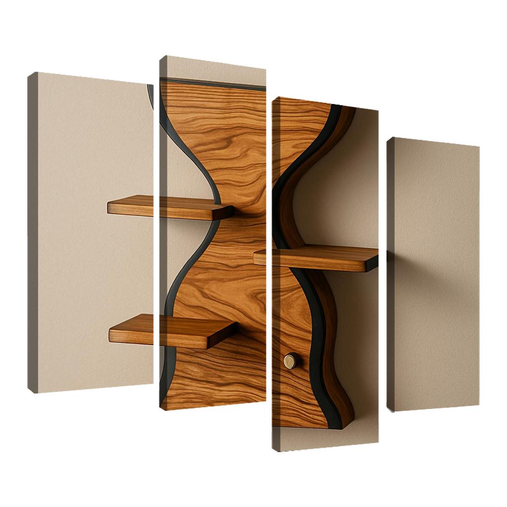 Laminated Olive Wood Hourglass Shelf premium artwork frames
