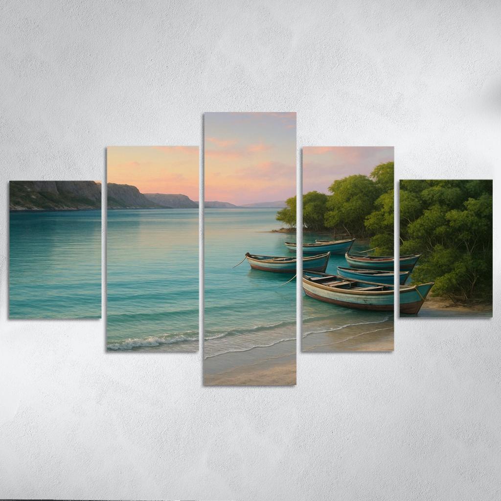 Silver Shore Lagoon: Tranquil Escape abstract paintings frame