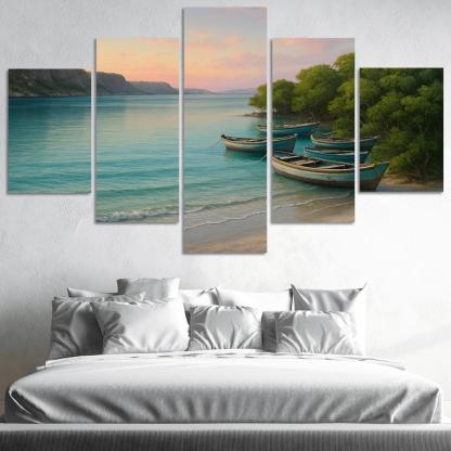 Silver Shore Lagoon: Tranquil Escape abstract paintings frame