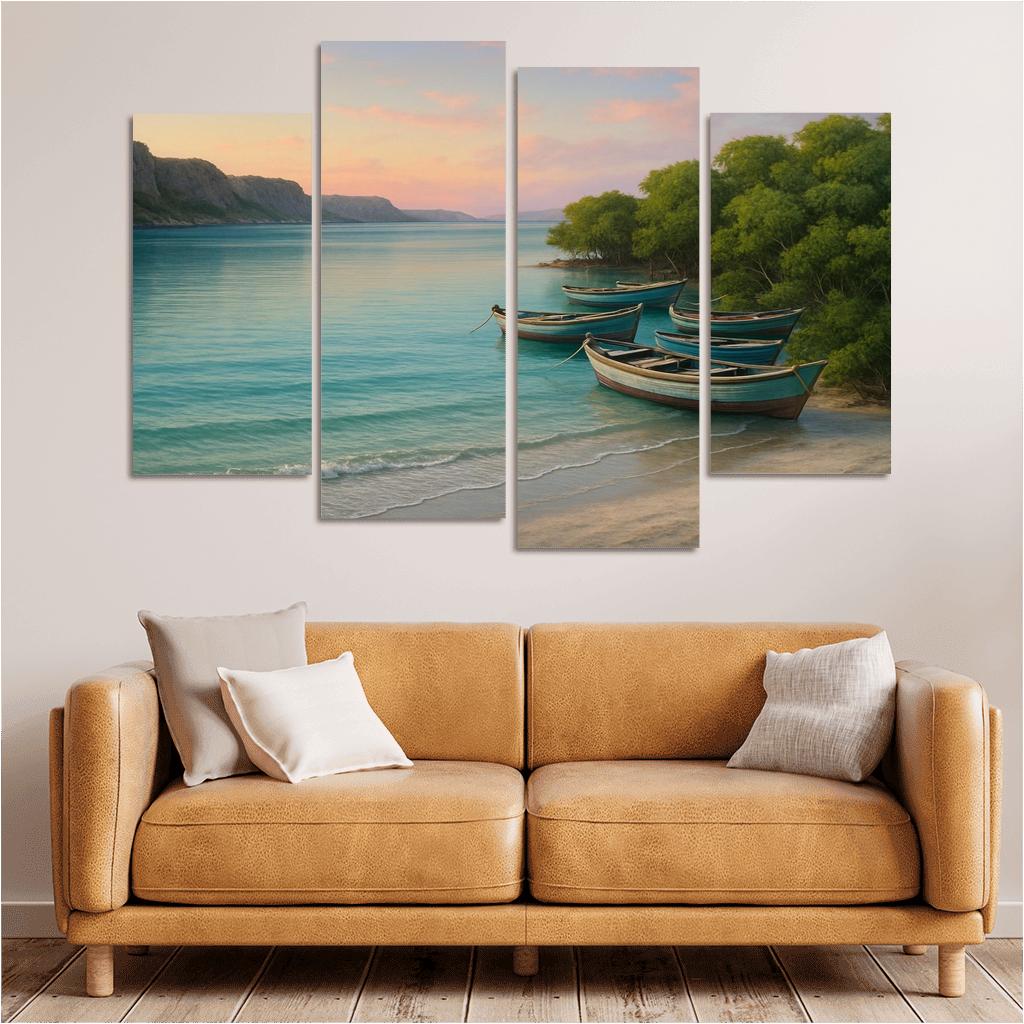 Silver Shore Lagoon: Tranquil Escape abstract paintings frame
