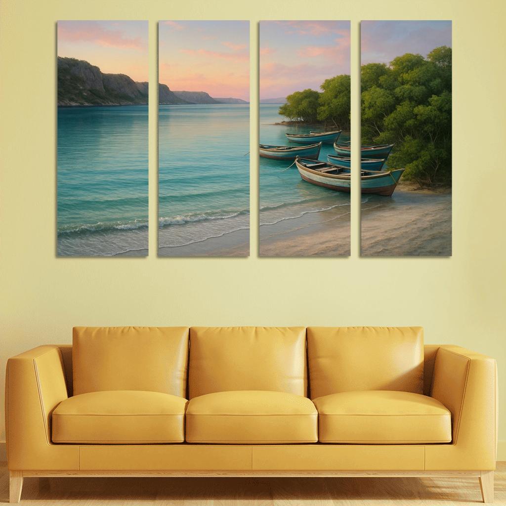 Silver Shore Lagoon: Tranquil Escape abstract paintings frame