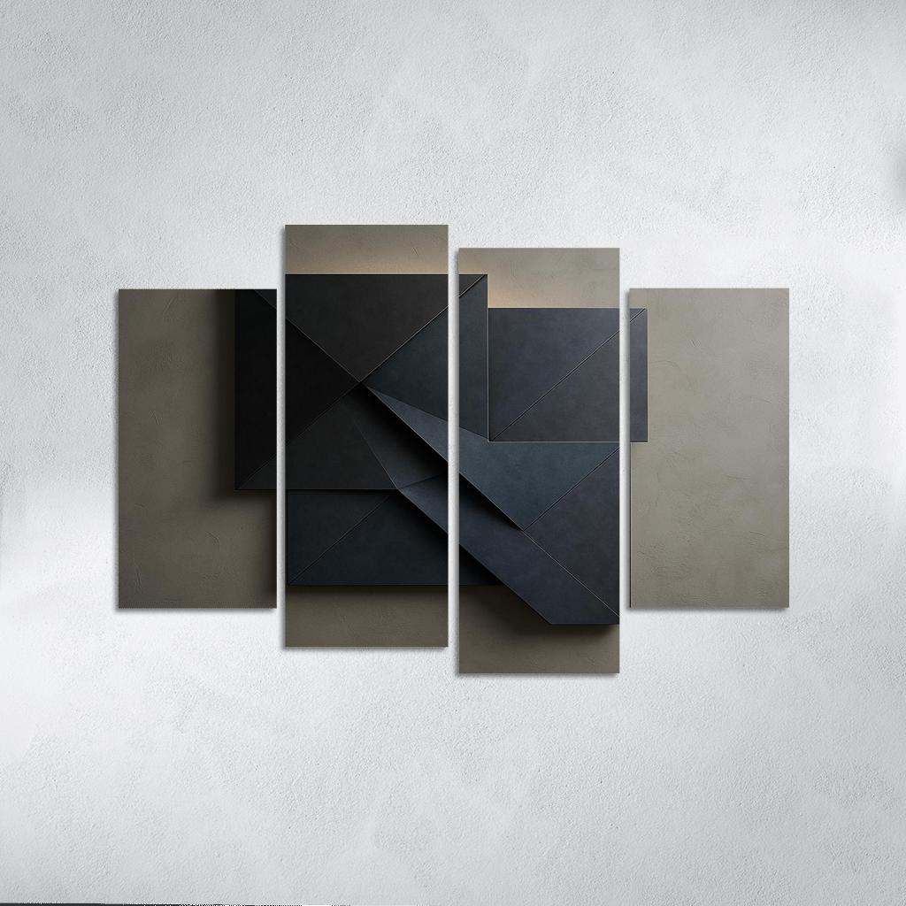 Folded Origami Metal Wall Relief modern paintings frame