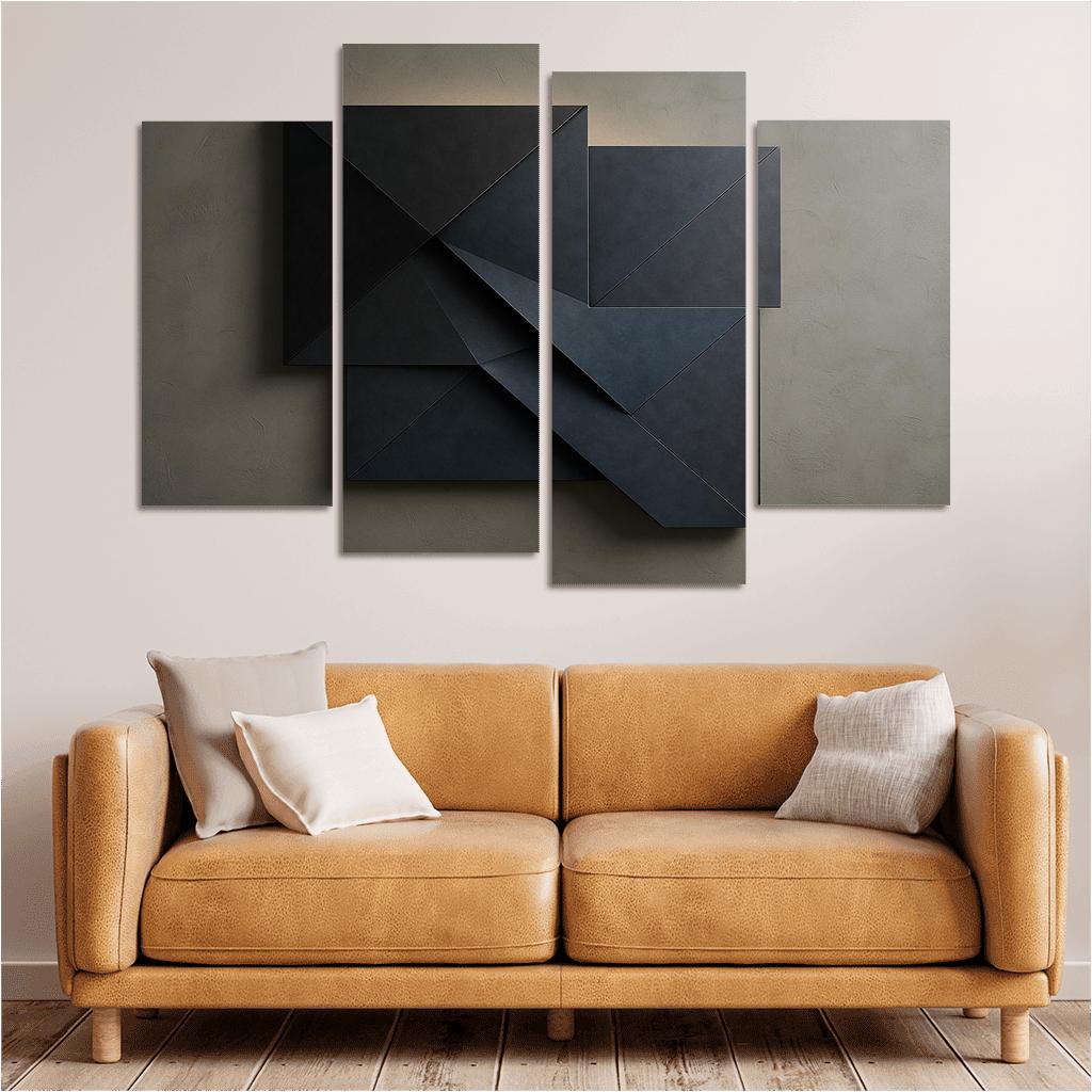 Folded Origami Metal Wall Relief modern paintings frame