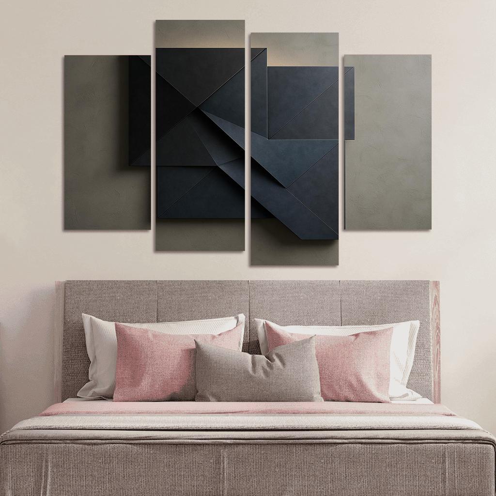 Folded Origami Metal Wall Relief modern paintings frame