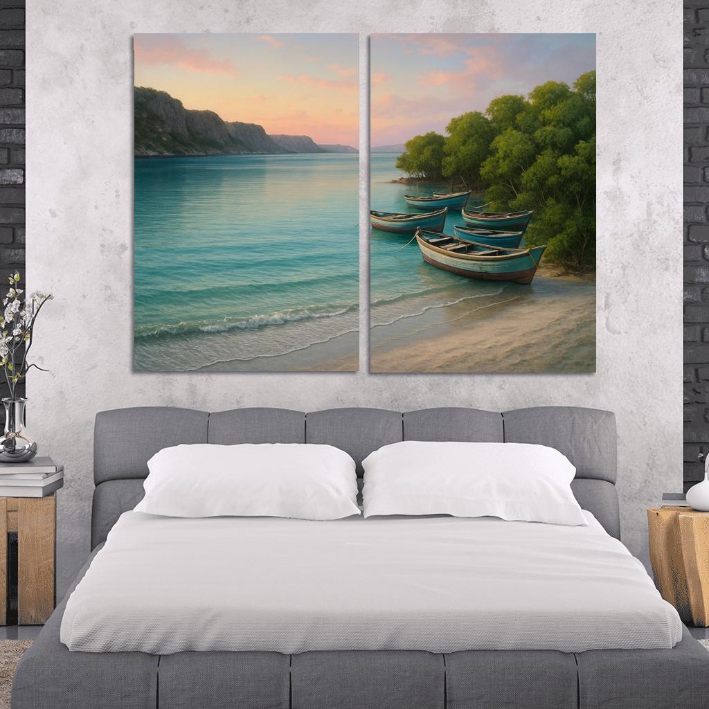 Silver Shore Lagoon: Tranquil Escape abstract paintings frame