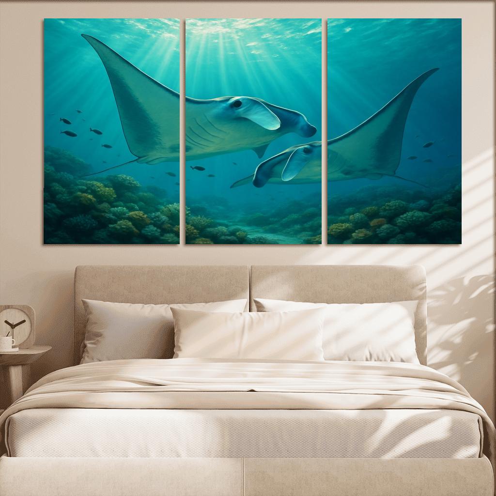 Azure Reef Manta Ray Ballet wall art