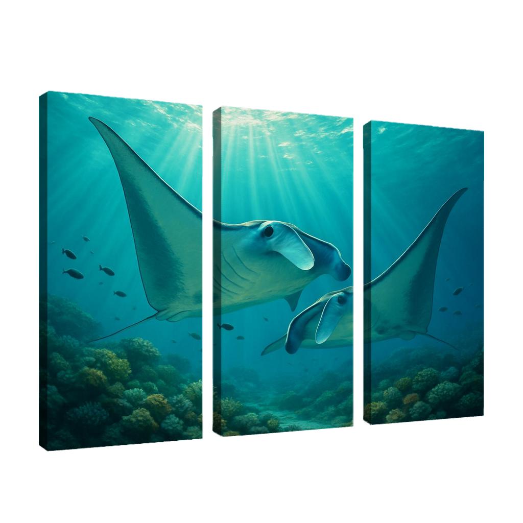 Azure Reef Manta Ray Ballet wall art