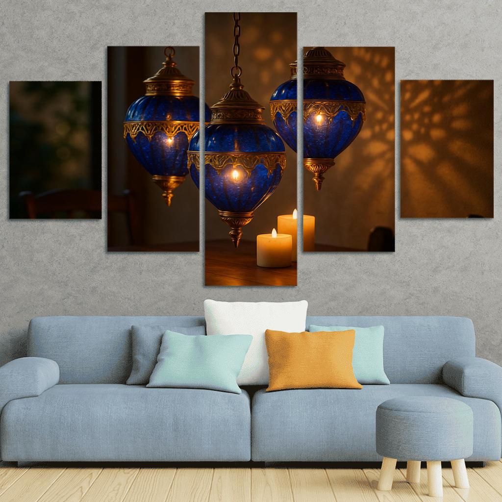 Lapis Glass Lantern Cluster premium artwork frames
