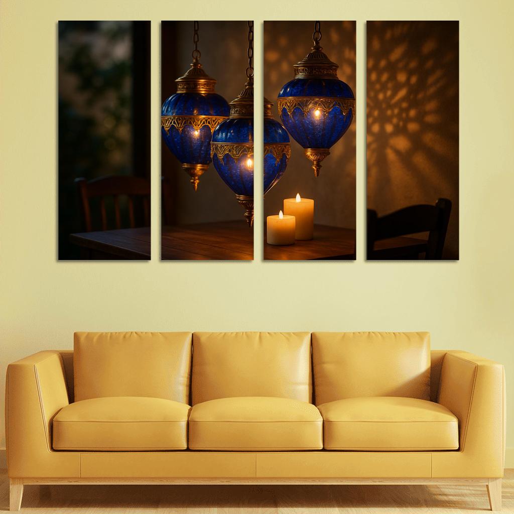 Lapis Glass Lantern Cluster premium artwork frames