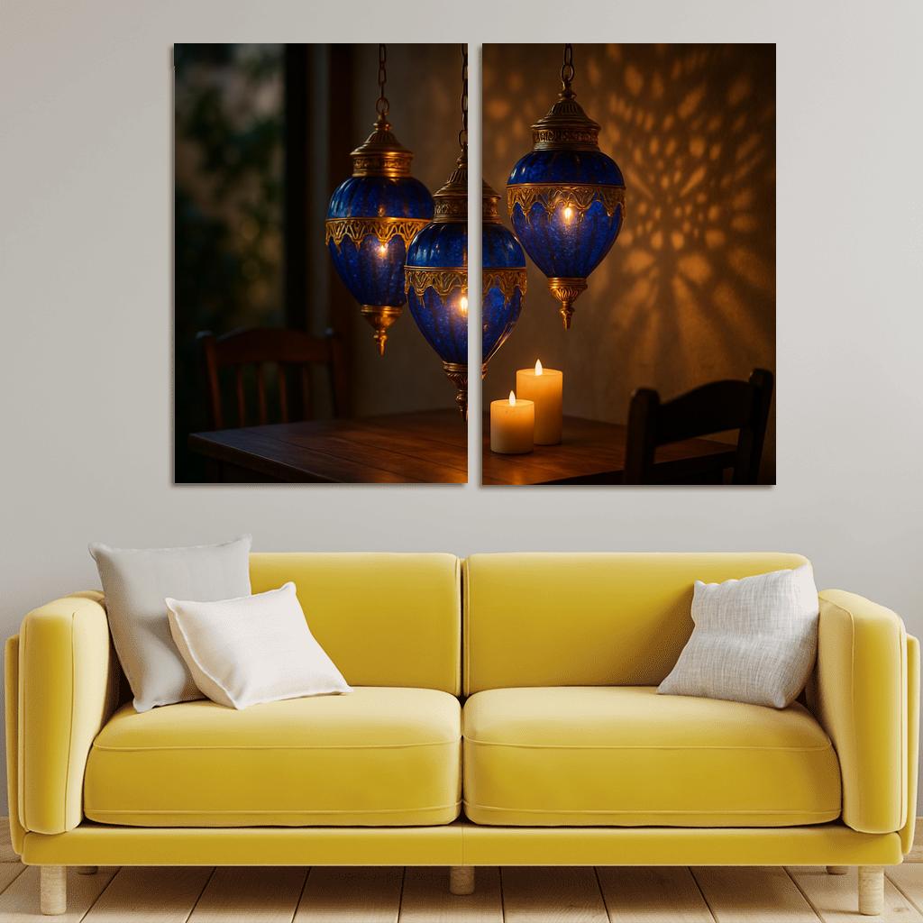 Lapis Glass Lantern Cluster premium artwork frames