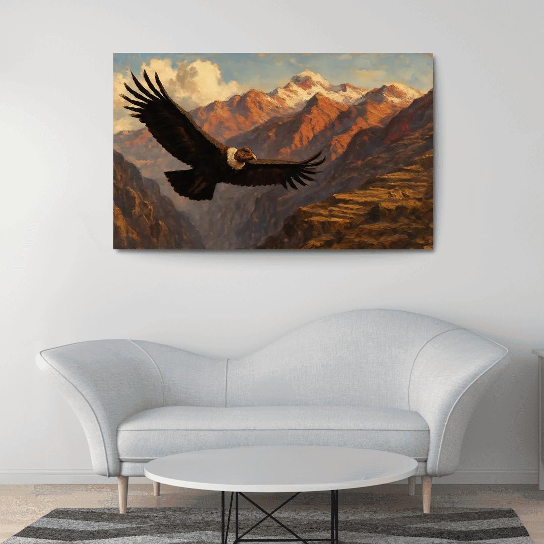 Andean Condor Over Mountain Peaks oil paintings frame