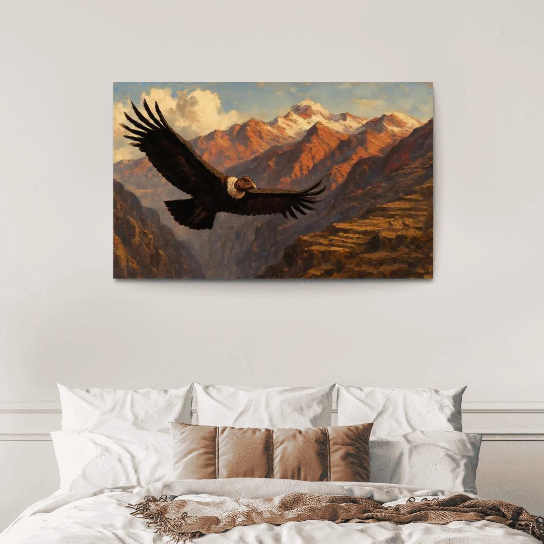 Andean Condor Over Mountain Peaks oil paintings frame