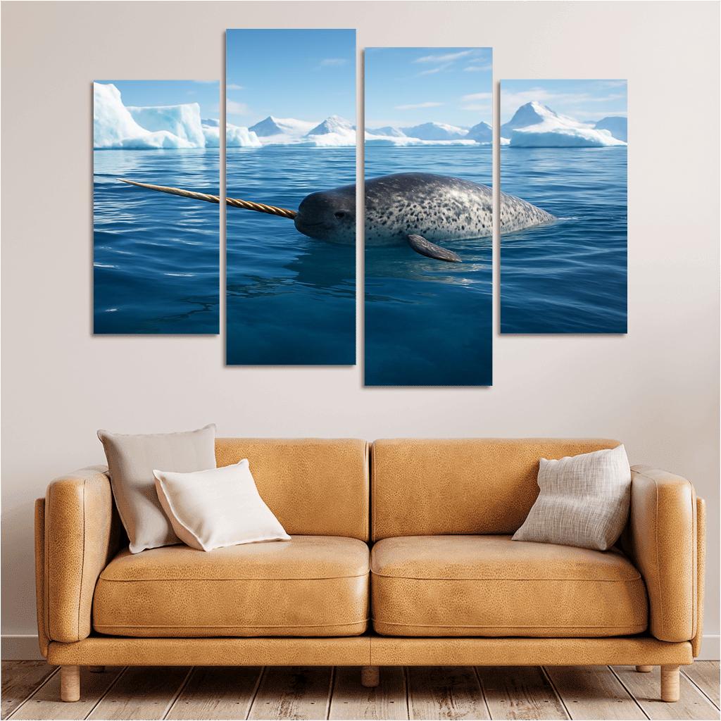 The Majestic Narwhal Swimming Through Arctic Waters premium artwork frames