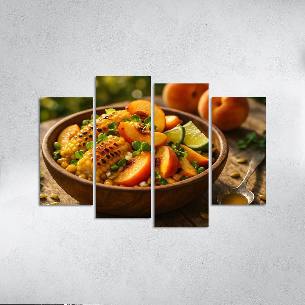 Smoky Peach And Charred Corn Salad With Honey Lime Drizzle canvas paintings frame