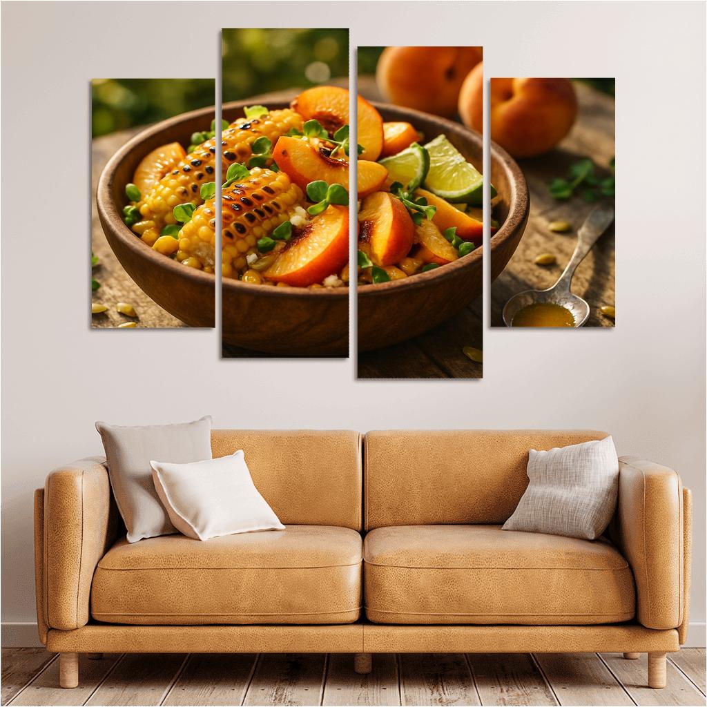 Smoky Peach And Charred Corn Salad With Honey Lime Drizzle canvas paintings frame