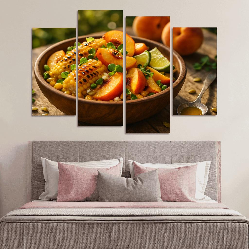 Smoky Peach And Charred Corn Salad With Honey Lime Drizzle canvas paintings frame