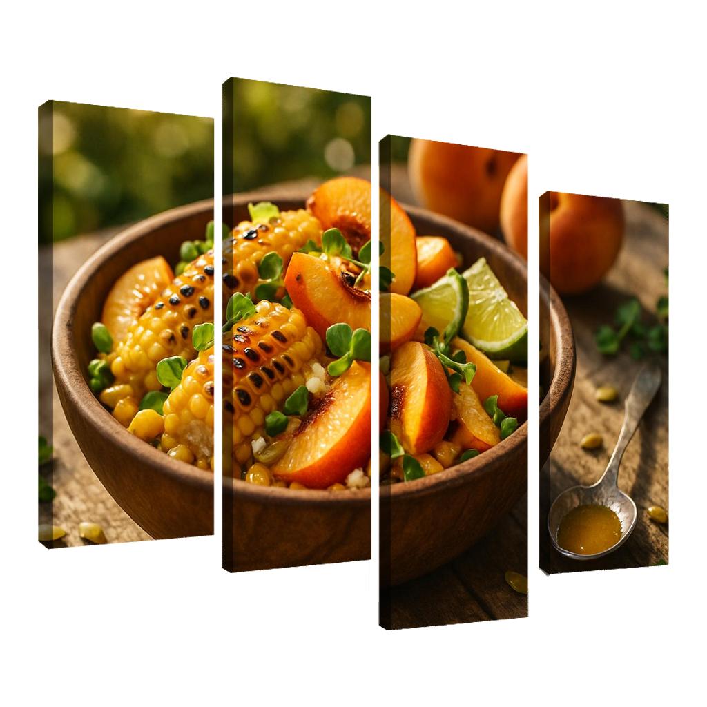 Smoky Peach And Charred Corn Salad With Honey Lime Drizzle canvas paintings frame