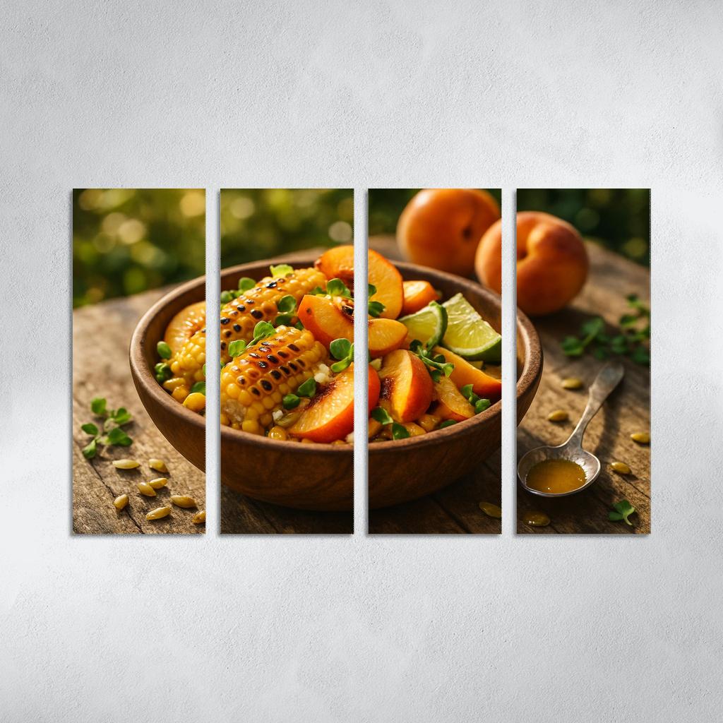 Smoky Peach And Charred Corn Salad With Honey Lime Drizzle canvas paintings frame
