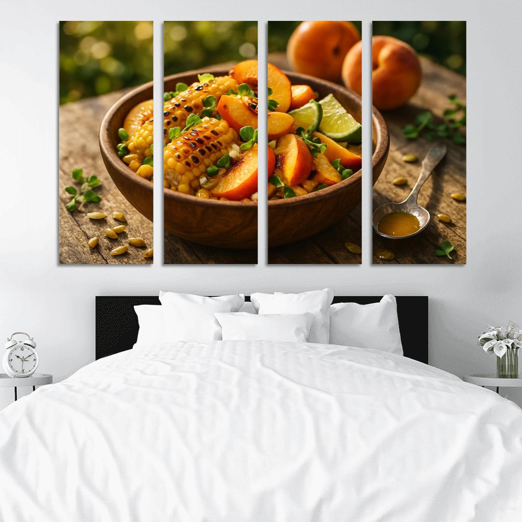 Smoky Peach And Charred Corn Salad With Honey Lime Drizzle canvas paintings frame