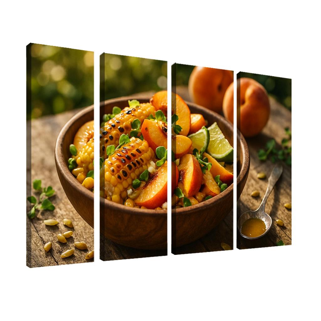 Smoky Peach And Charred Corn Salad With Honey Lime Drizzle canvas paintings frame