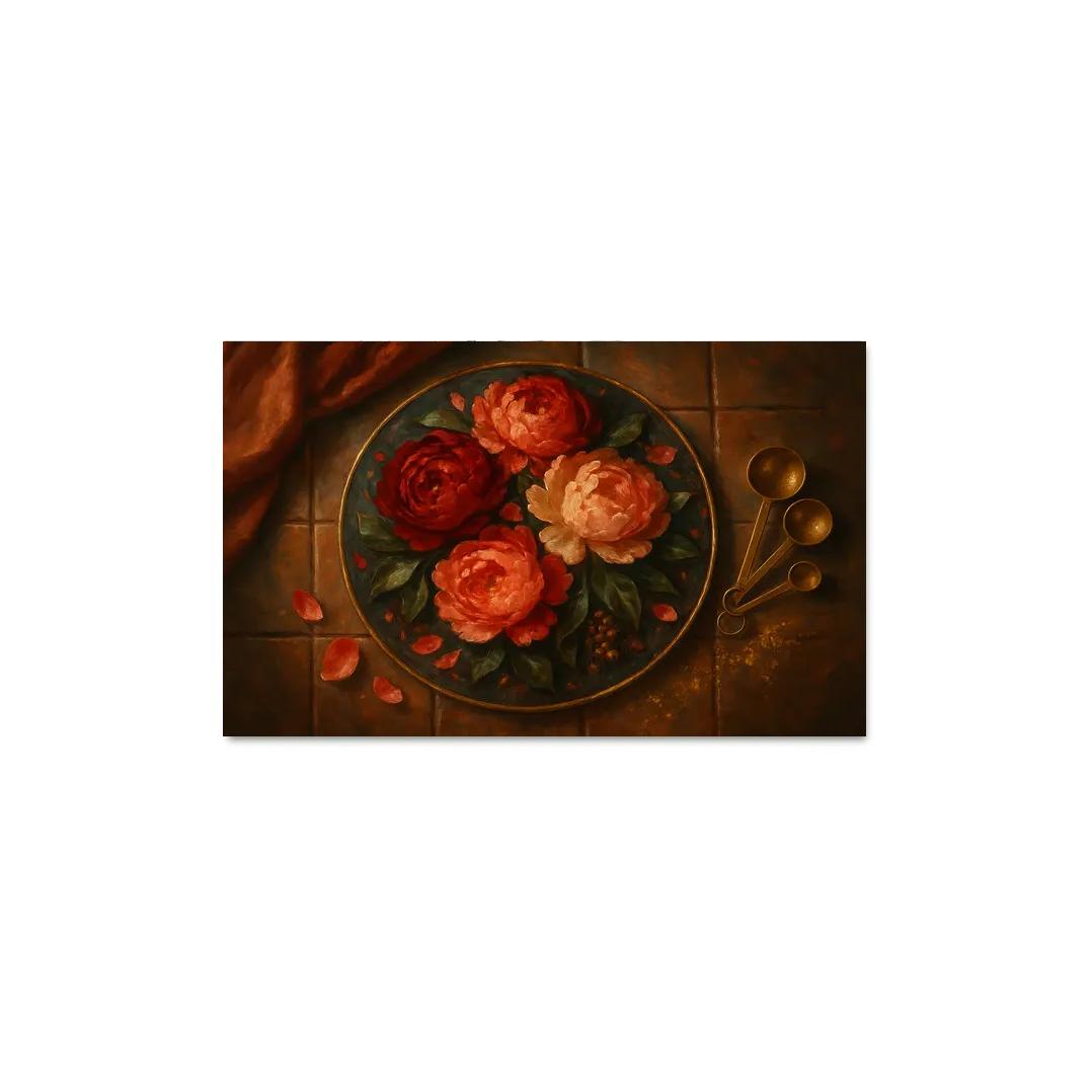 Ember Peony Mosaic multi-panel paintings