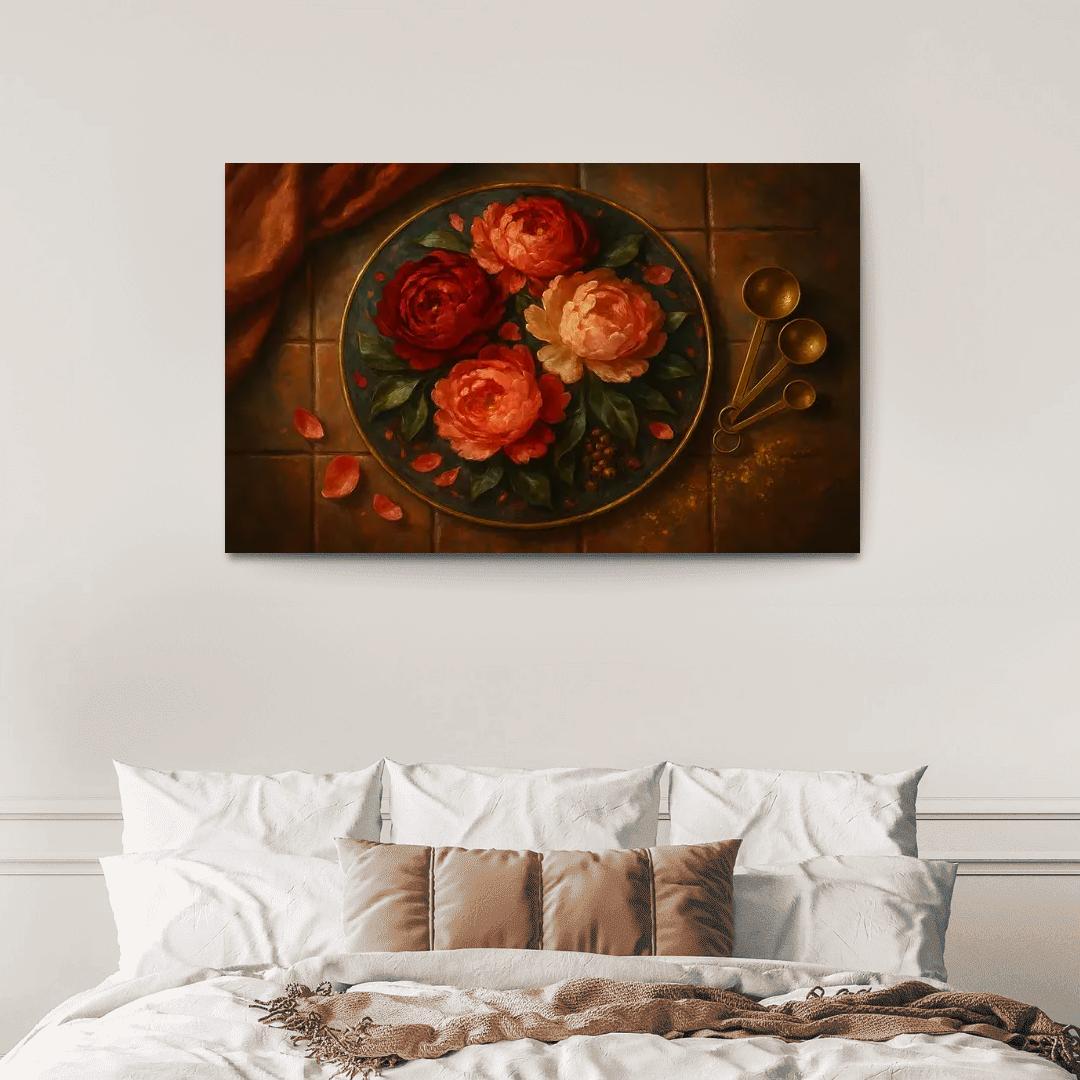 Ember Peony Mosaic multi-panel paintings