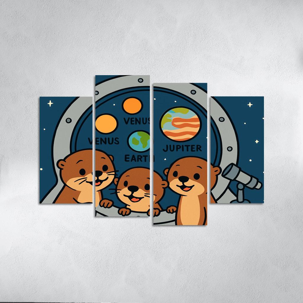 Stargazing Space Otters canvas paintings frame