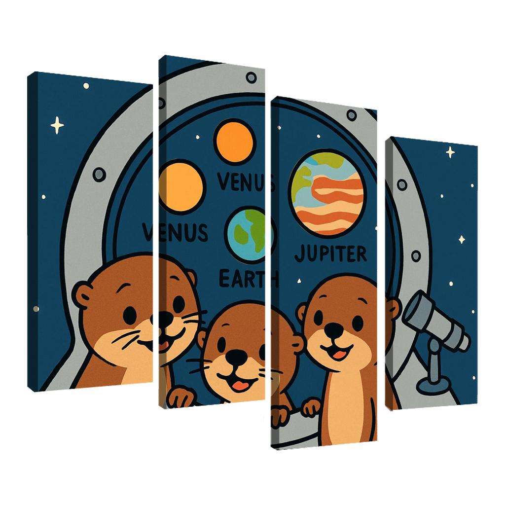 Stargazing Space Otters canvas paintings frame
