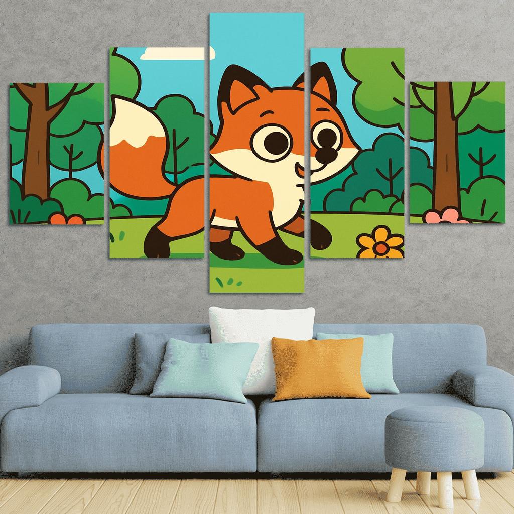 Curious Little Red Fox Exploring The Forest custom paintings frame