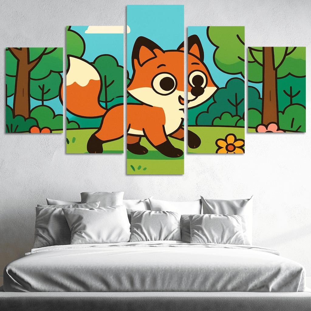 Curious Little Red Fox Exploring The Forest custom paintings frame