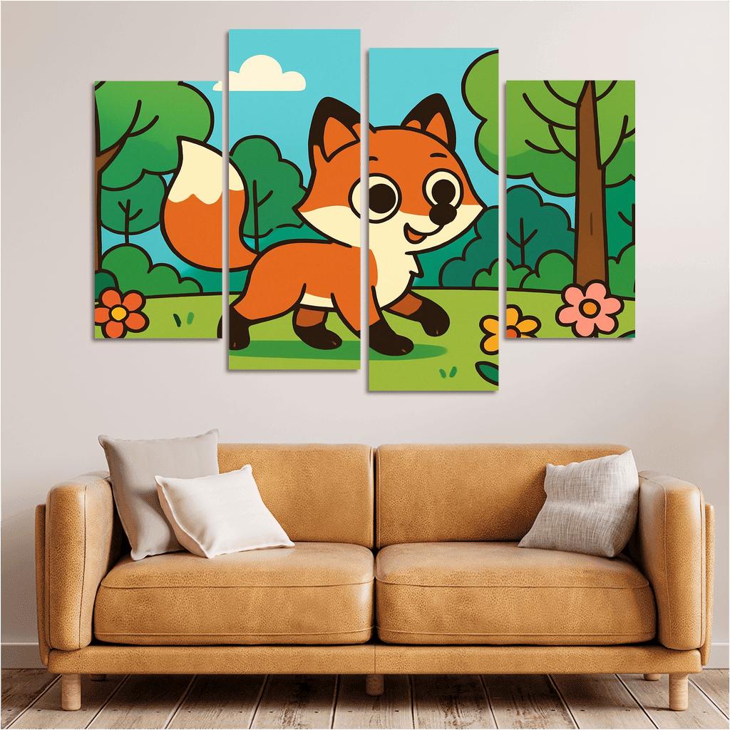 Curious Little Red Fox Exploring The Forest custom paintings frame