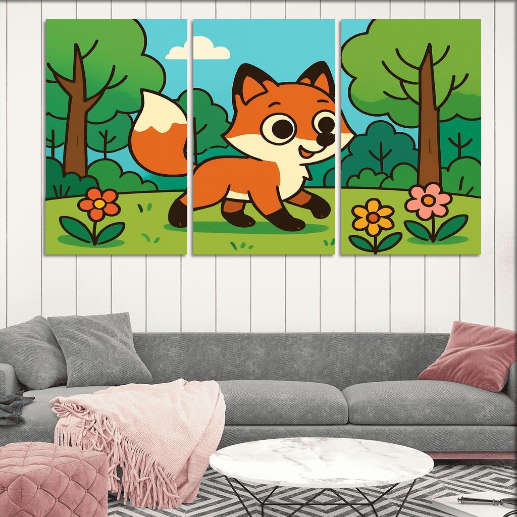 Curious Little Red Fox Exploring The Forest custom paintings frame