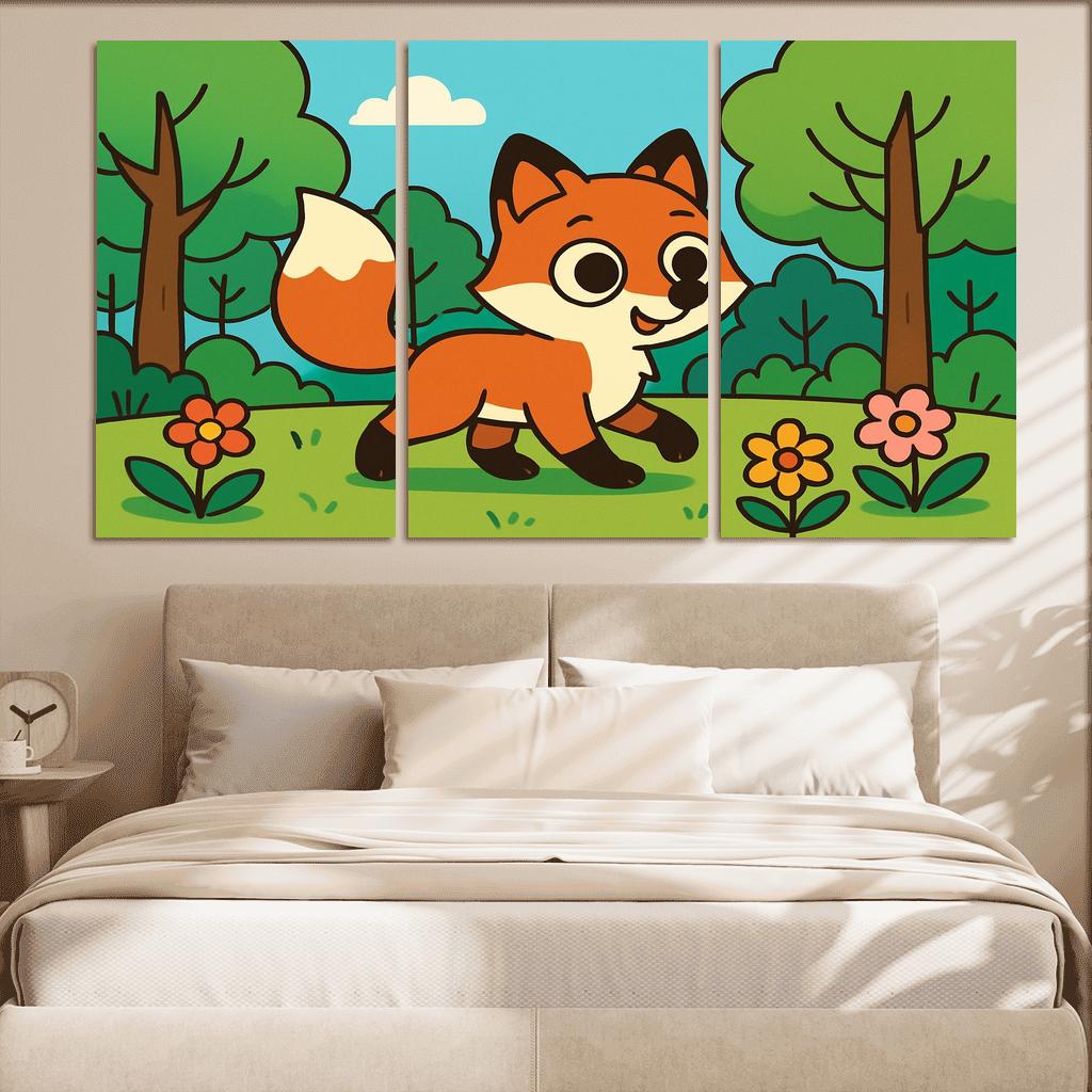 Curious Little Red Fox Exploring The Forest custom paintings frame